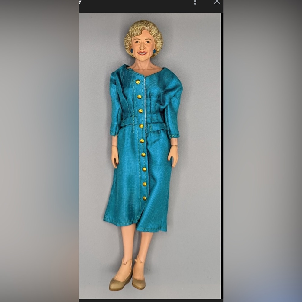 Stylish Teal Doll with Gold Buttons